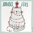 Chat festif ornée de guirlandes de Noël
